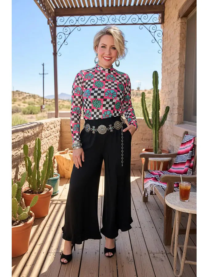 Western Checkered Mesh Top