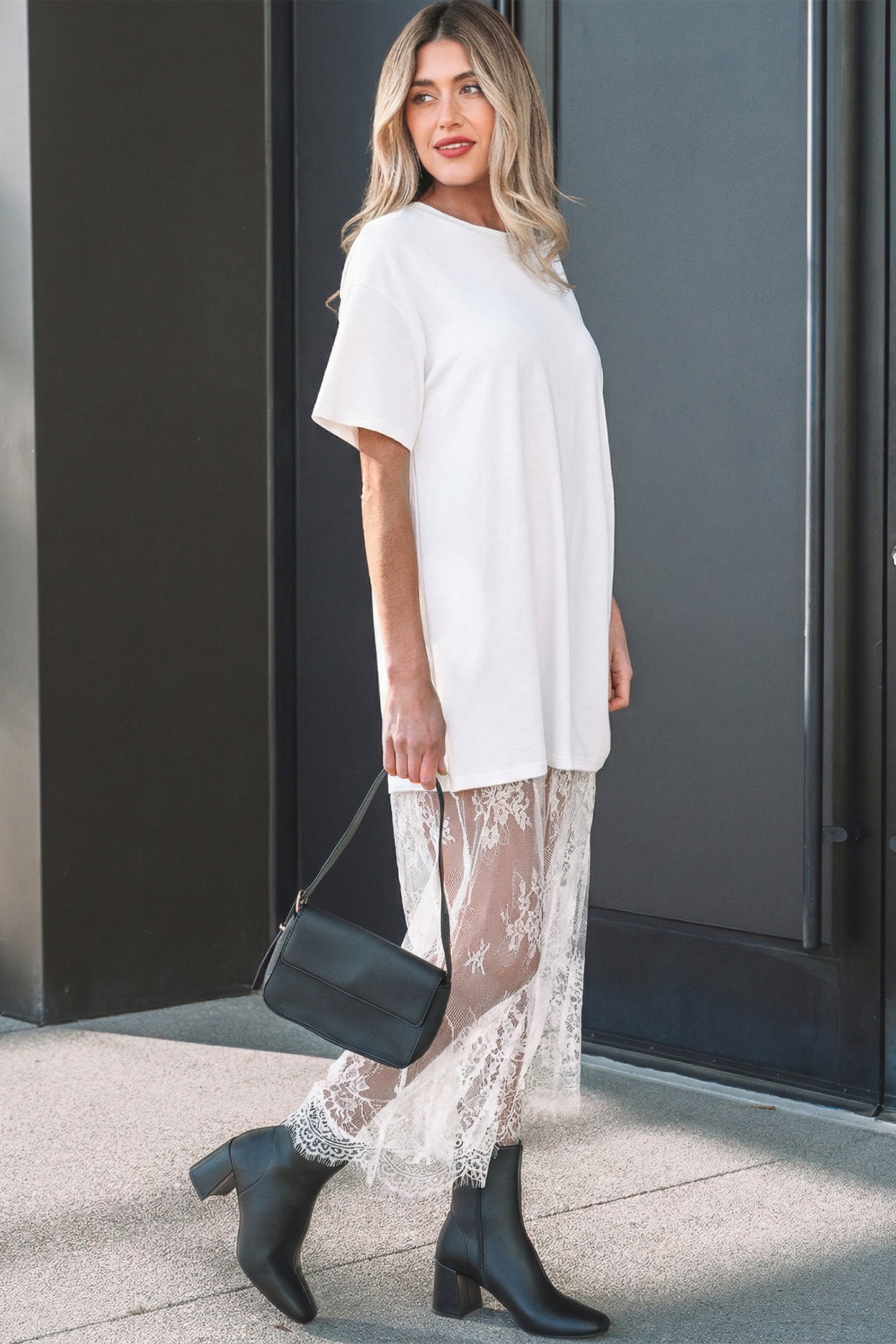 Lace T-Shirt Maxi Dress