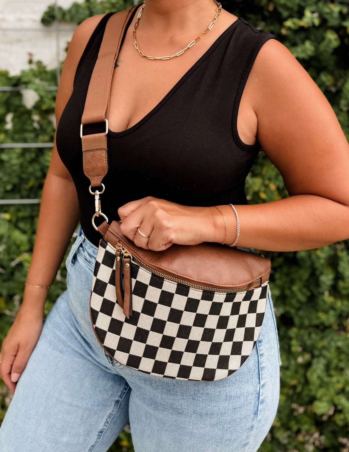 Checkered crossbody