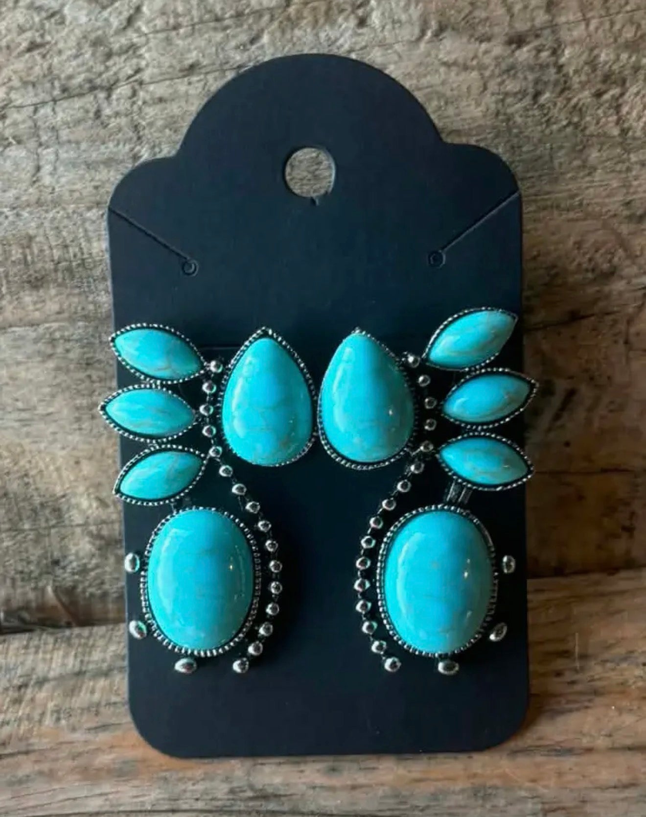 Western faux turquoise drop earrings