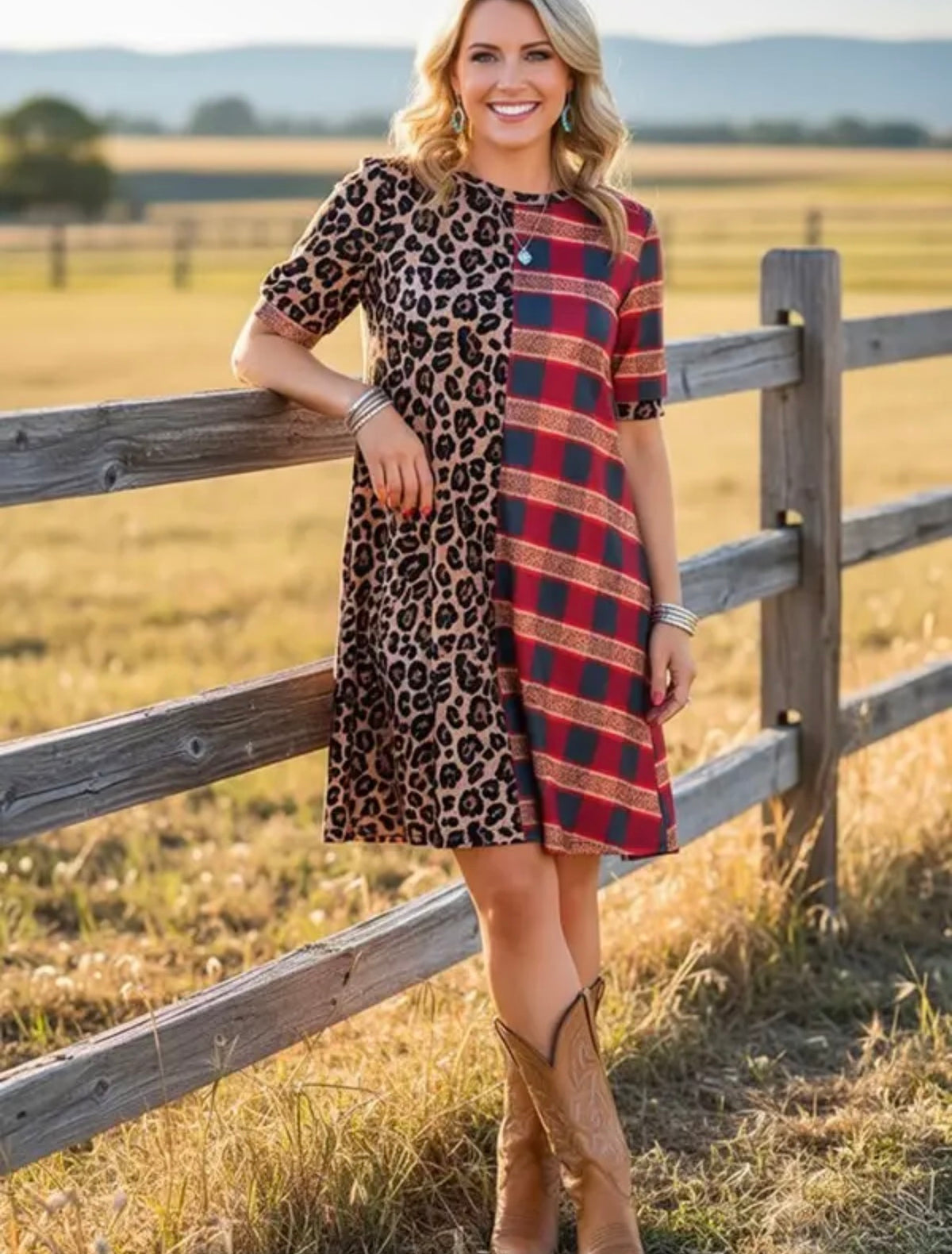 The Wild Side Plaid & Leopard Dress (S-XXXL)