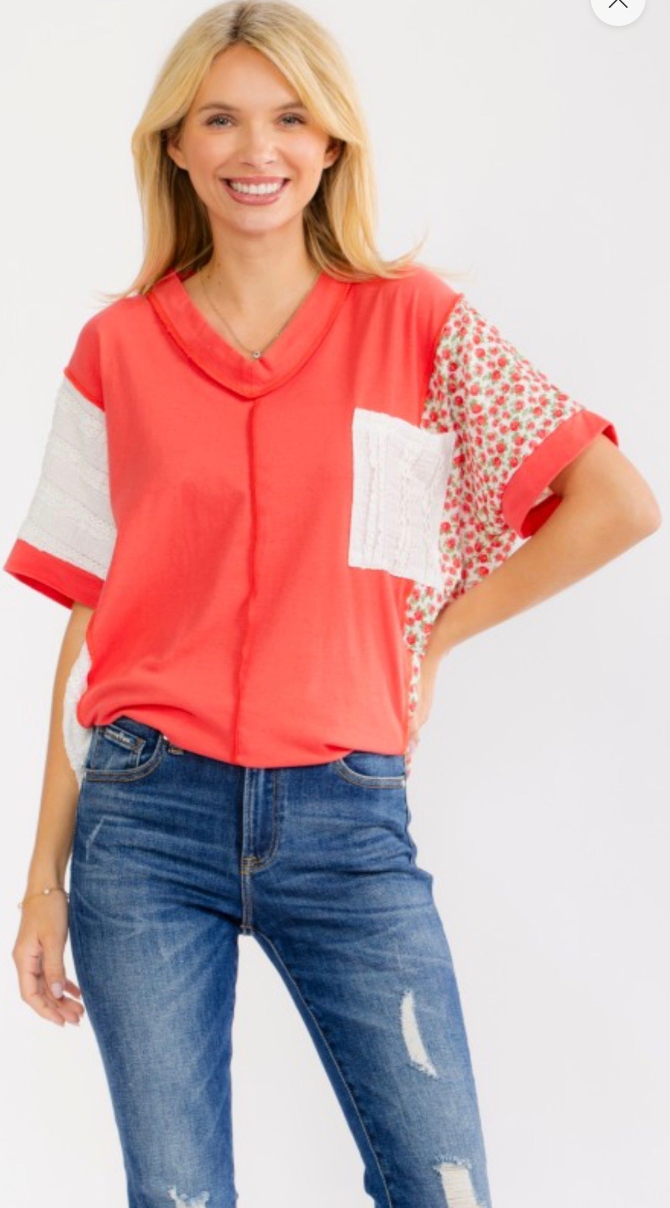 Coral Patchwork top