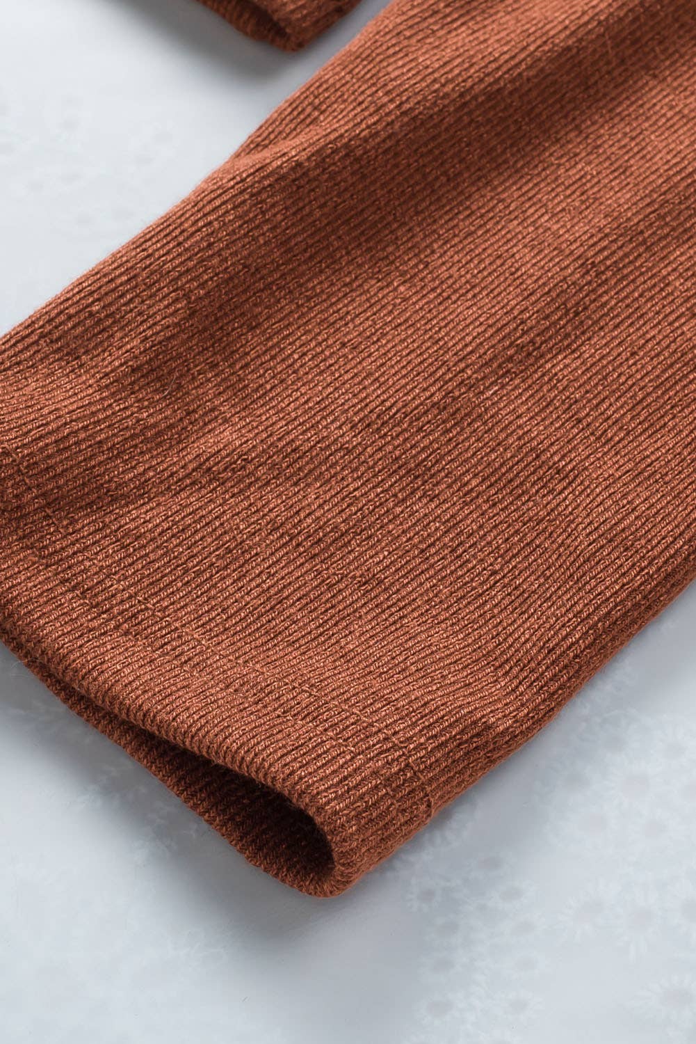 Ribbed Peekaboo Cutout Long Sleeve Top: Brown / 70%Polyester+25%Cotton+5%Elastane / M