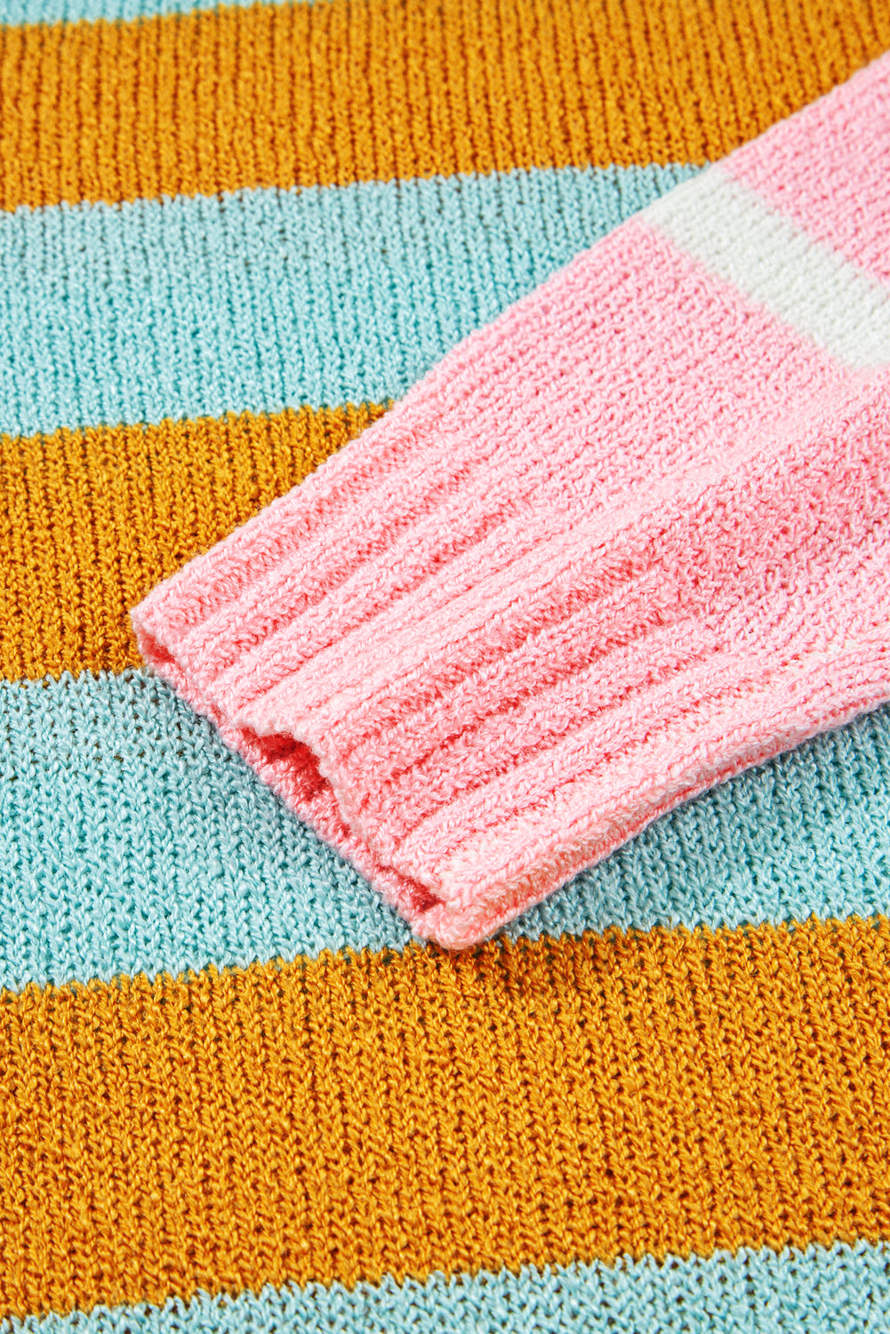 Jurassic Gold Colorblock Striped Pullover Sweater