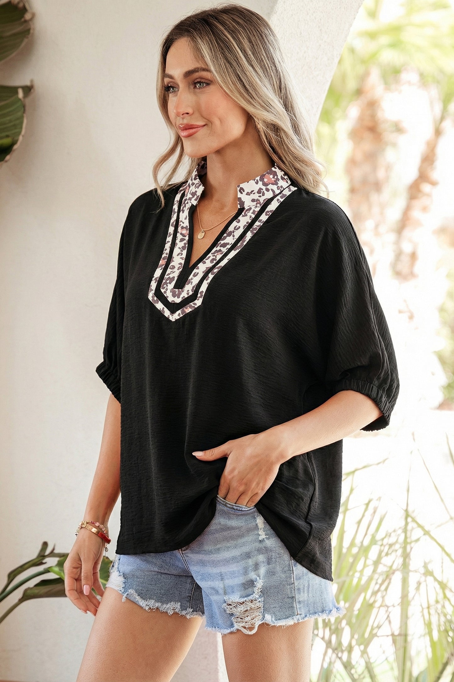 Leopard dolman blouse