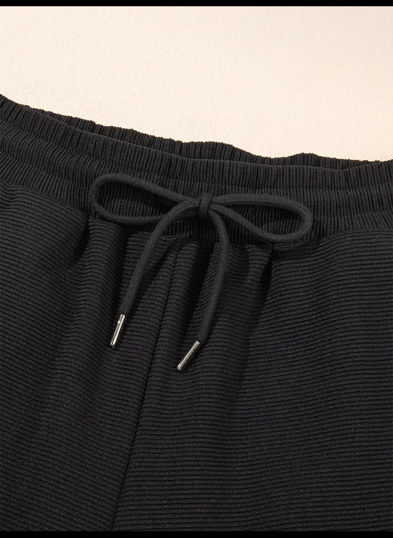 Black textured ruffle 2 piece