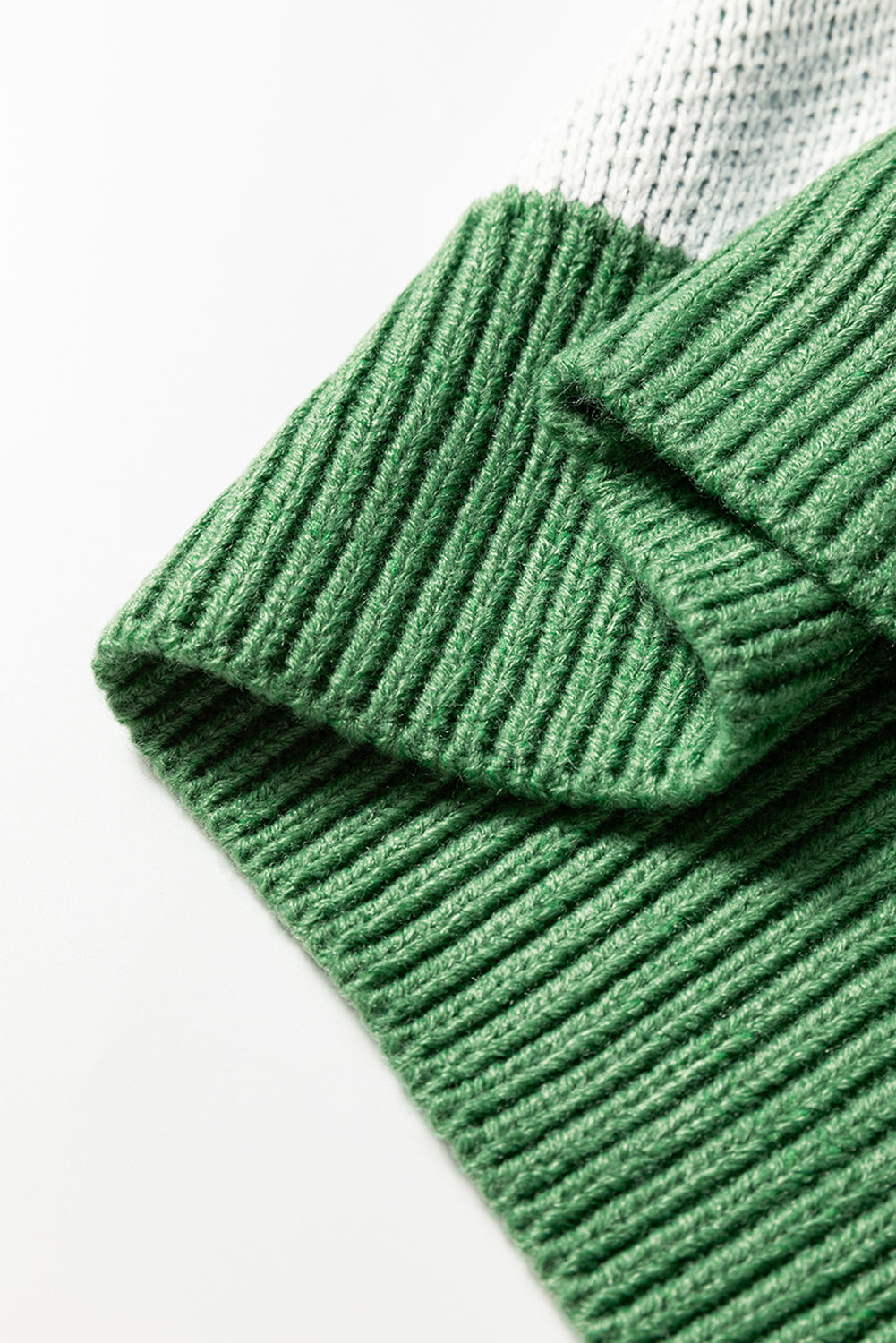 Mist Green Checkered V-Neck Collared Pullover Sweater