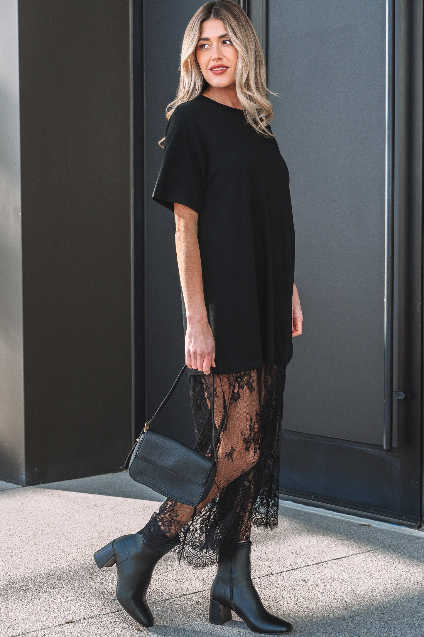 Lace T-Shirt Maxi Dress