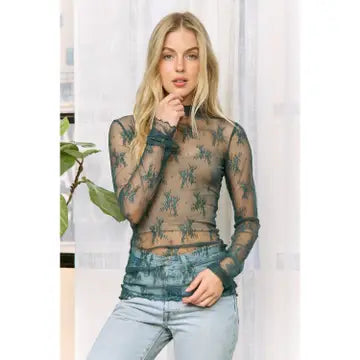 Lace Mesh Top- Black