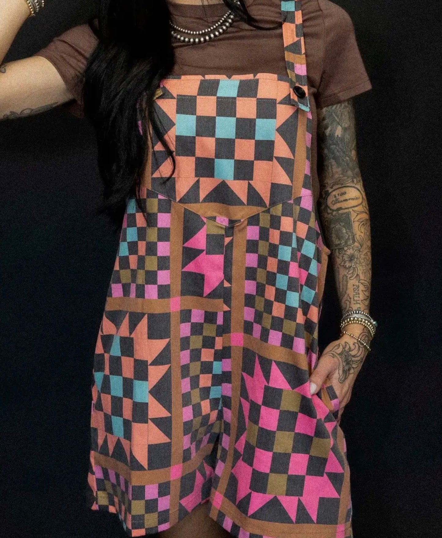 Punchy Patchwork Romper shorts