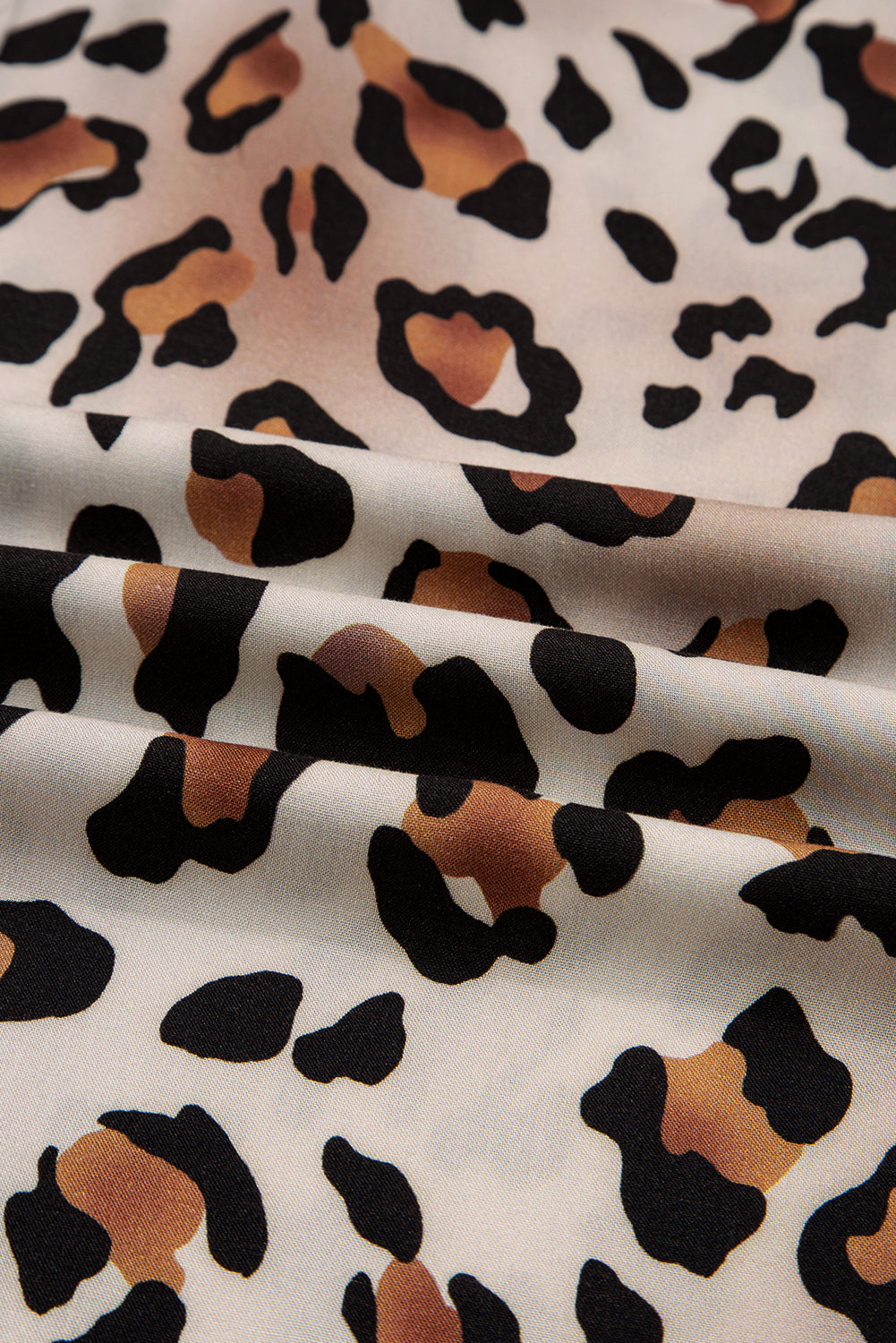 Khaki Leopard Print Colorblock Striped Patchwork Shirt and Pants Pajama Set