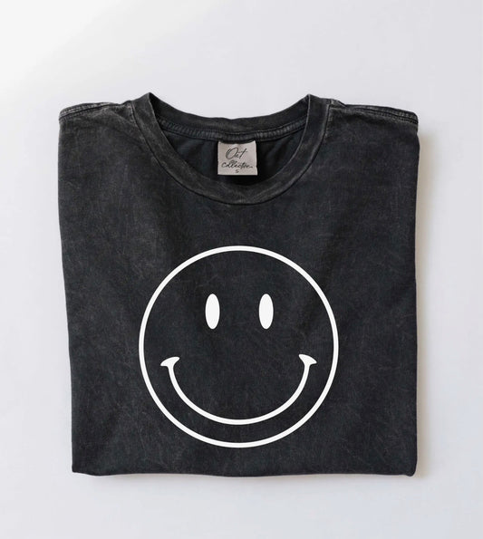 Smiley Black Mineral WashGraphic Tee