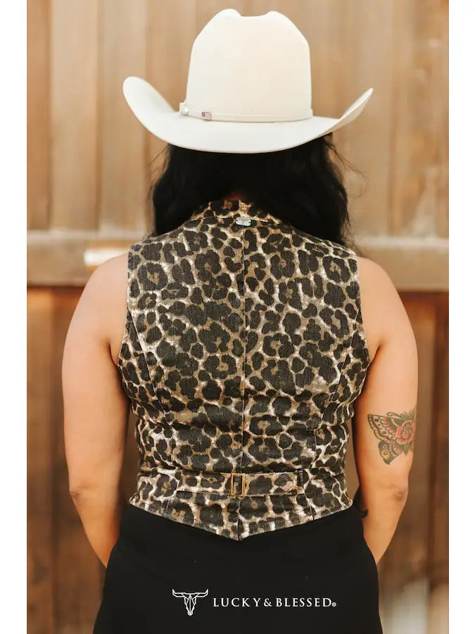 Leopard Printed Button Down Vest