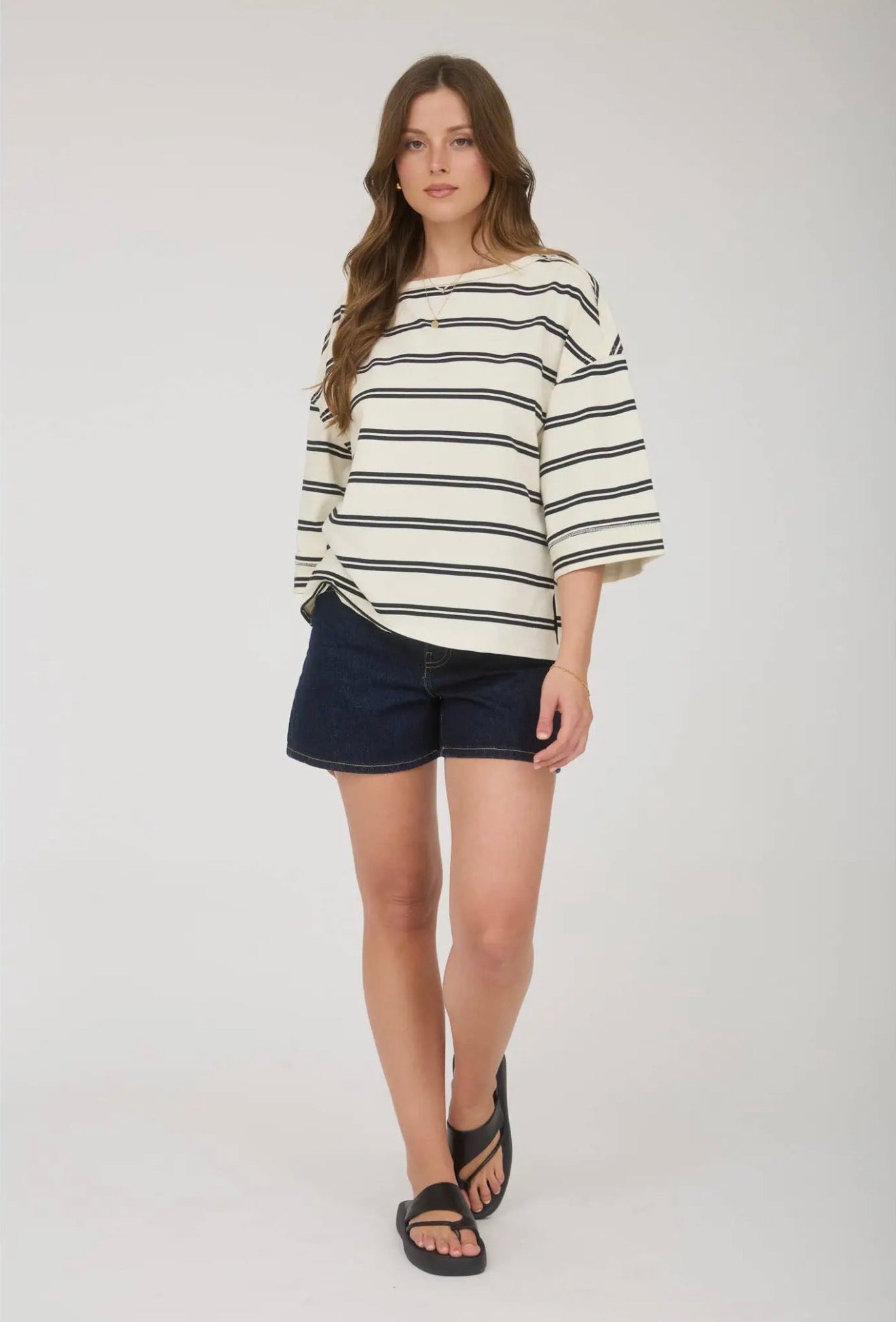 (PREORDER) Black and cream stripe top