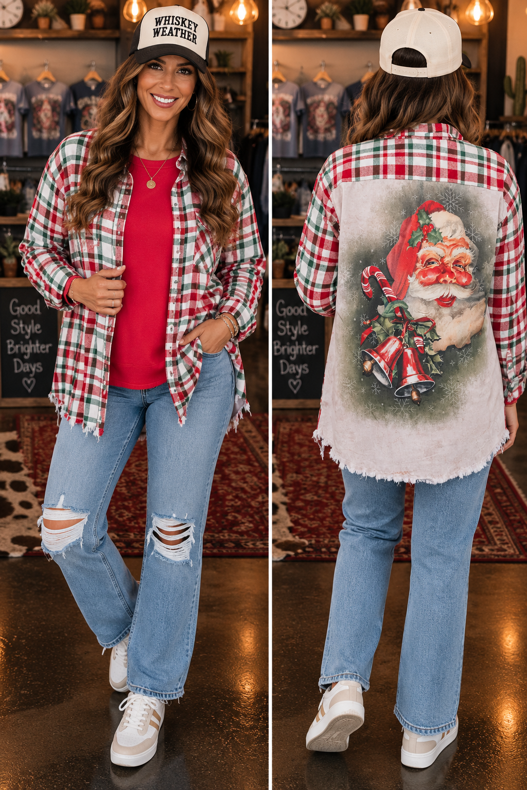 ONE24 Santa’s coming to town Flannel button up