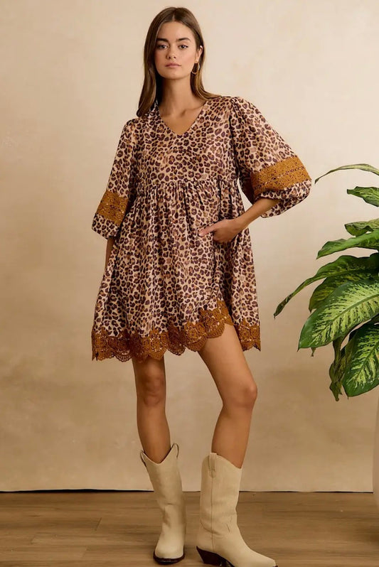 Leopard and lace Baby doll dress