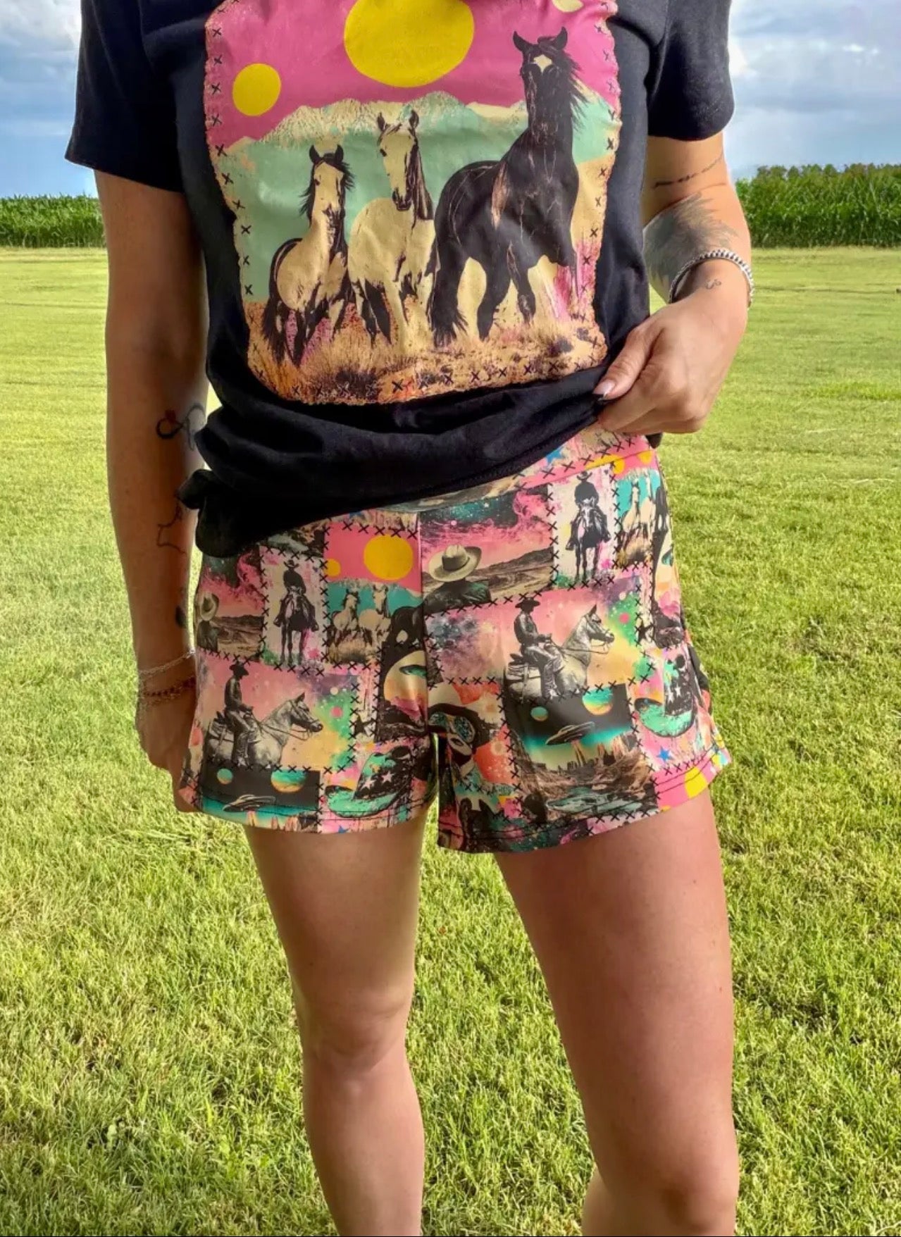 (PREORDER) Cosmic Cowgirl shorts-REG & PLUS SIZE