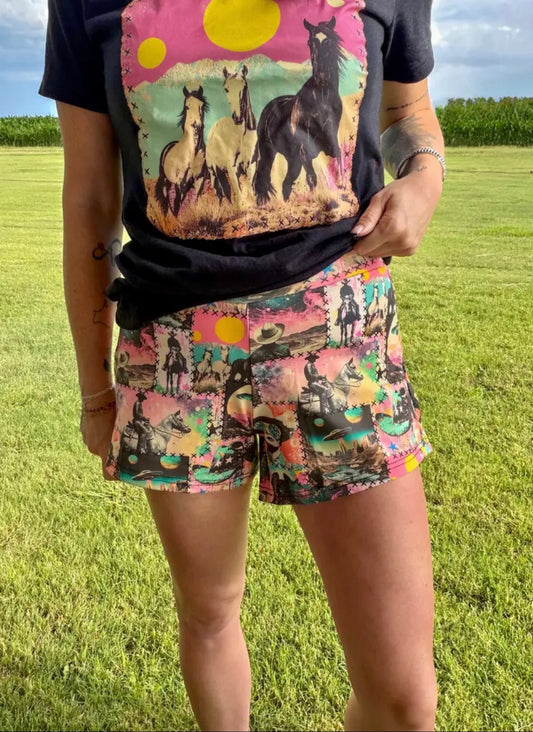 (PREORDER) Cosmic Cowgirl shorts-REG & PLUS SIZE