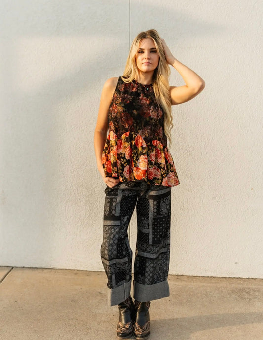 (PREORDER) Black Betty paisley cuffed pants