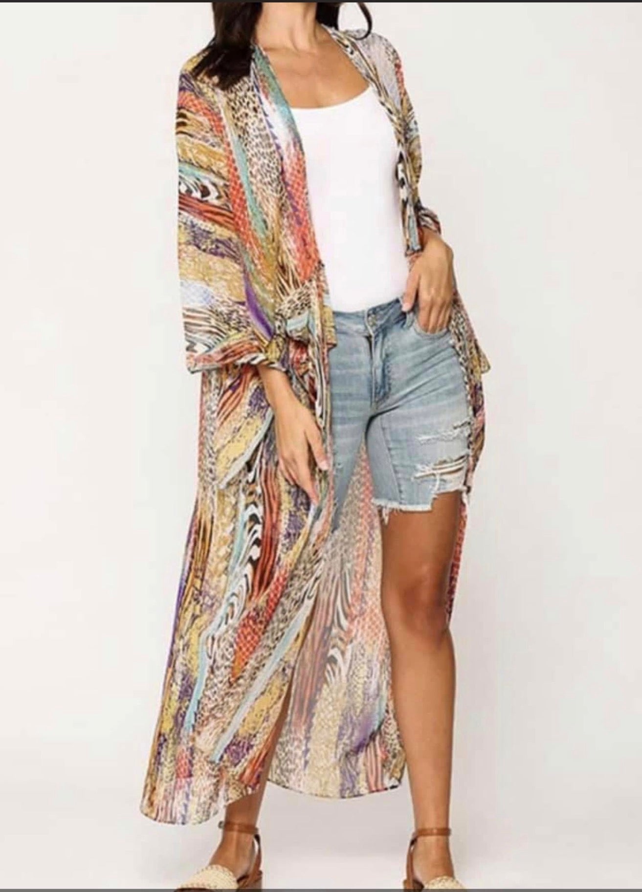 Boho print kimono
