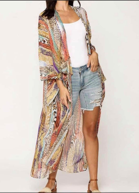 Boho print kimono
