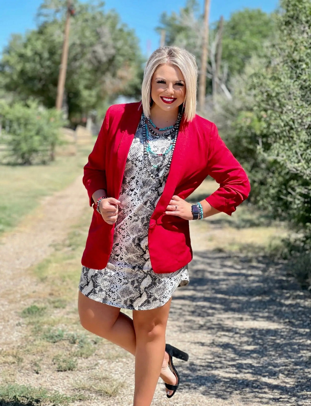 Snakeskin Short-Sleeve Dress