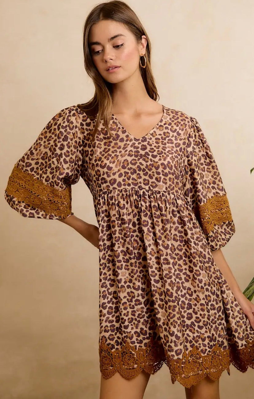 Leopard and lace Baby doll dress