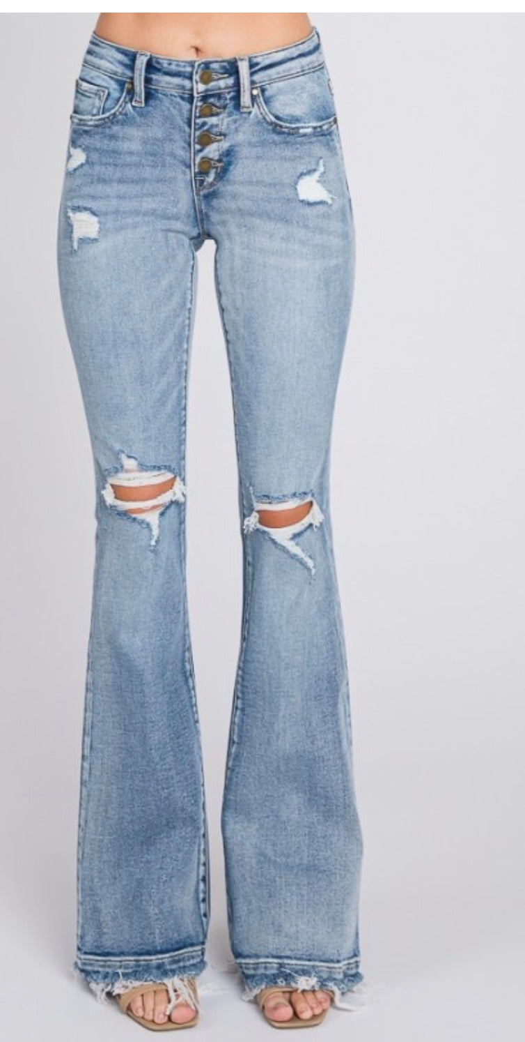 Petra 153 mid rise frayed hem trouser