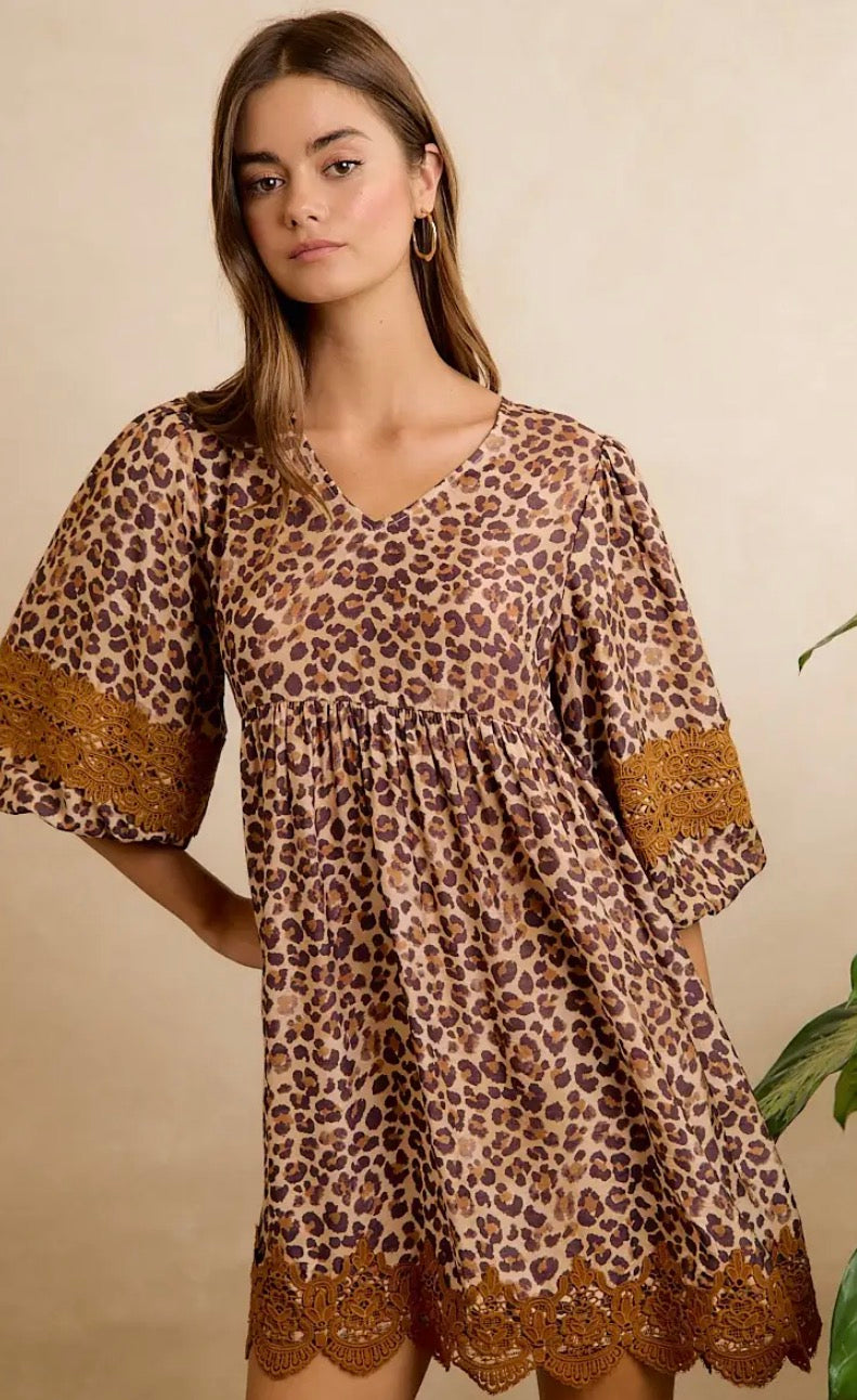 Leopard and lace Baby doll dress
