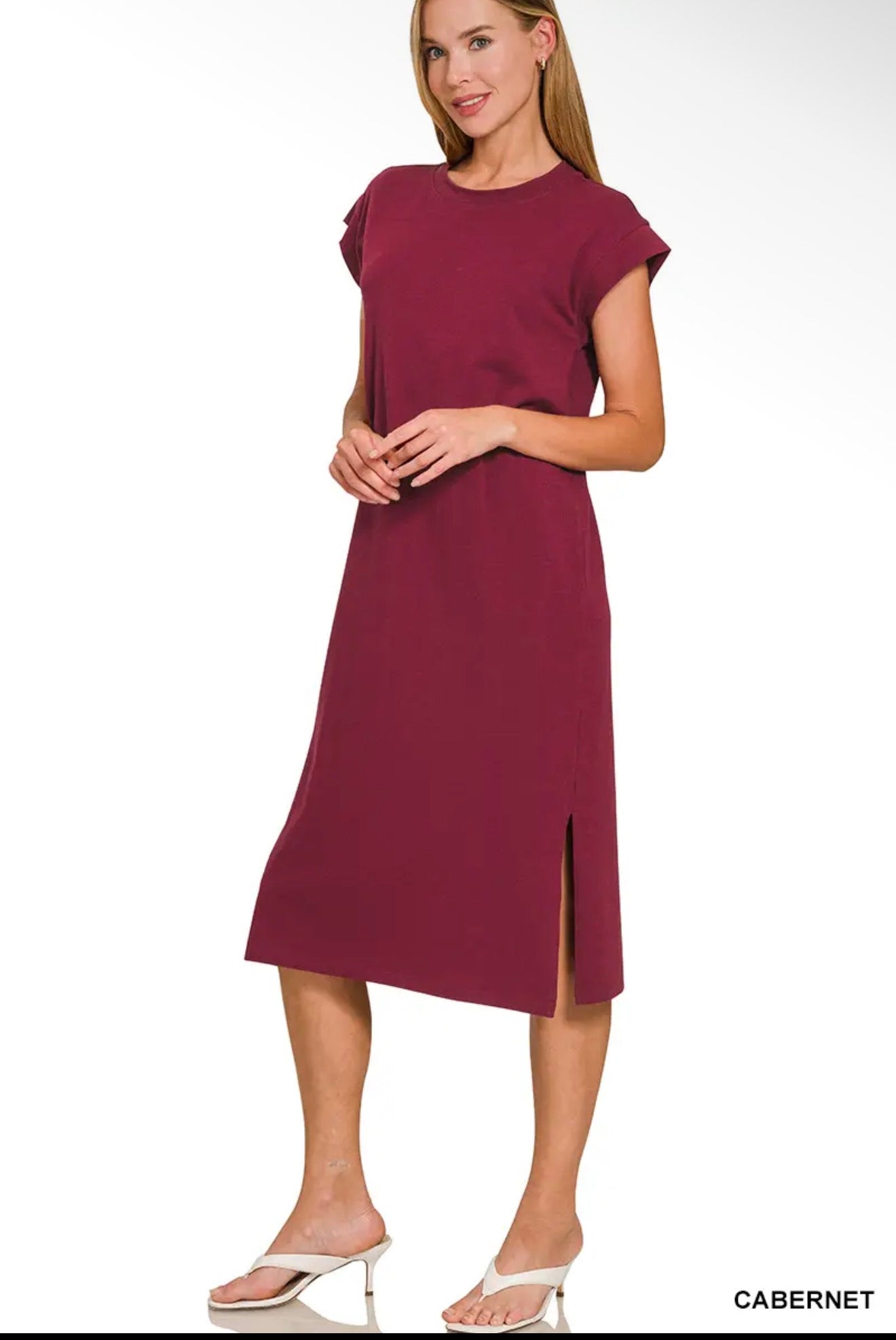 Brown Midi side slit dress
