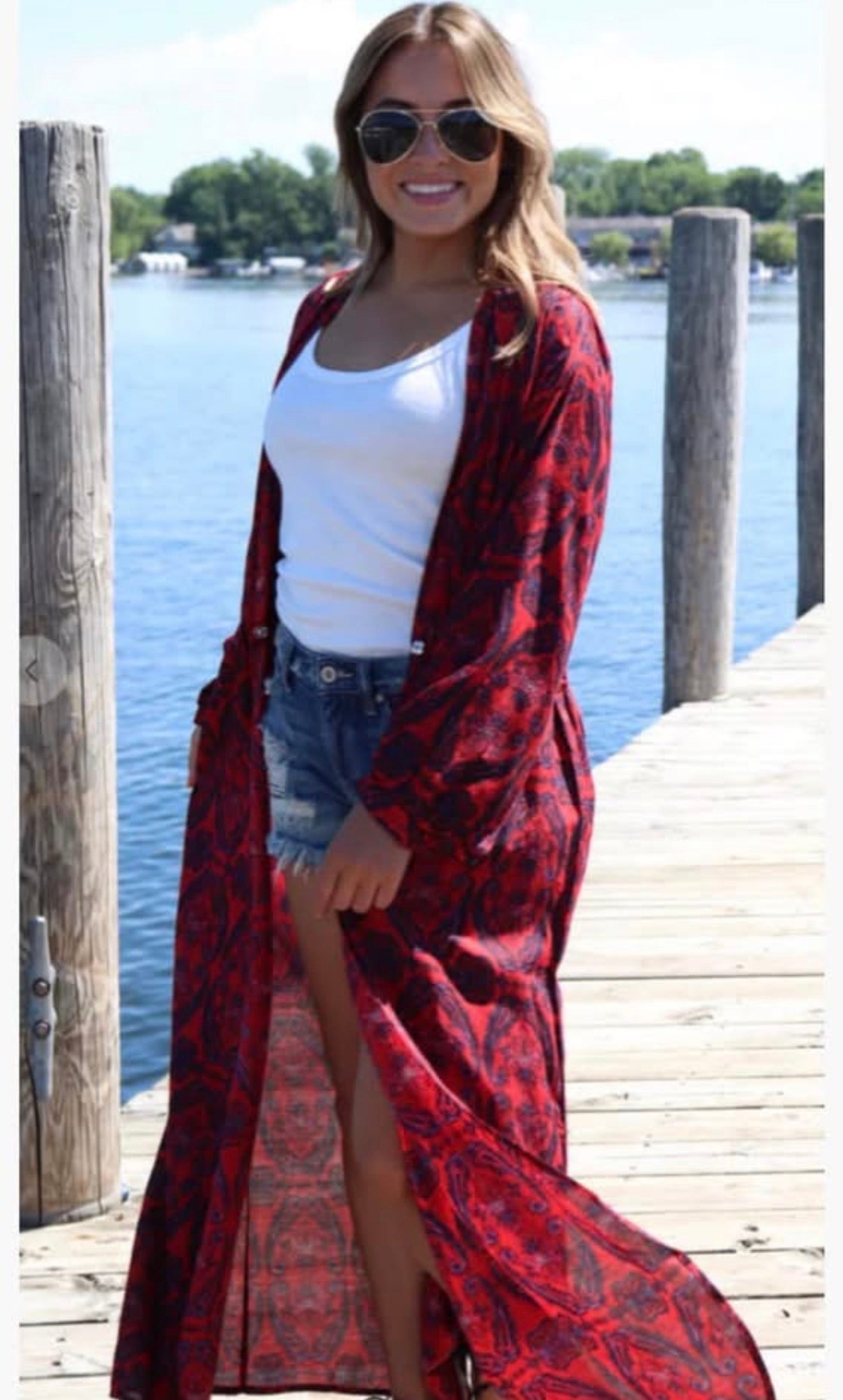 Red paisley design kimono