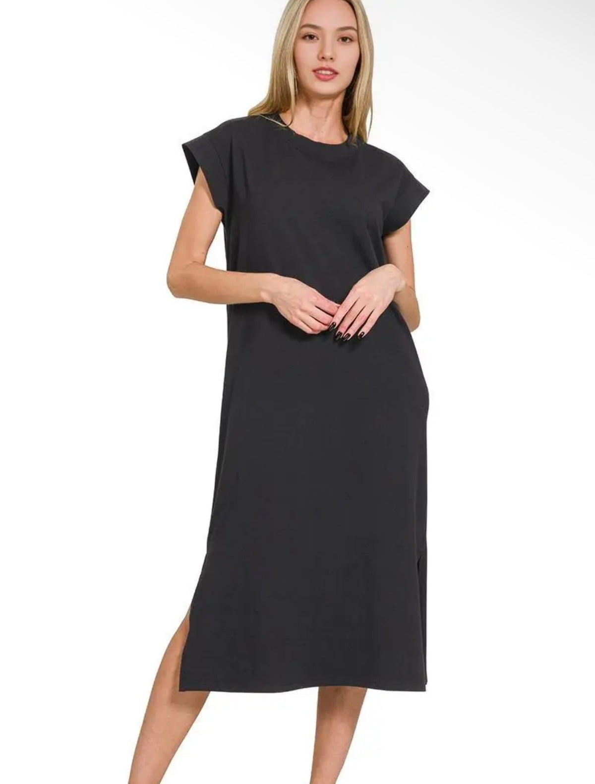 Brown Midi side slit dress