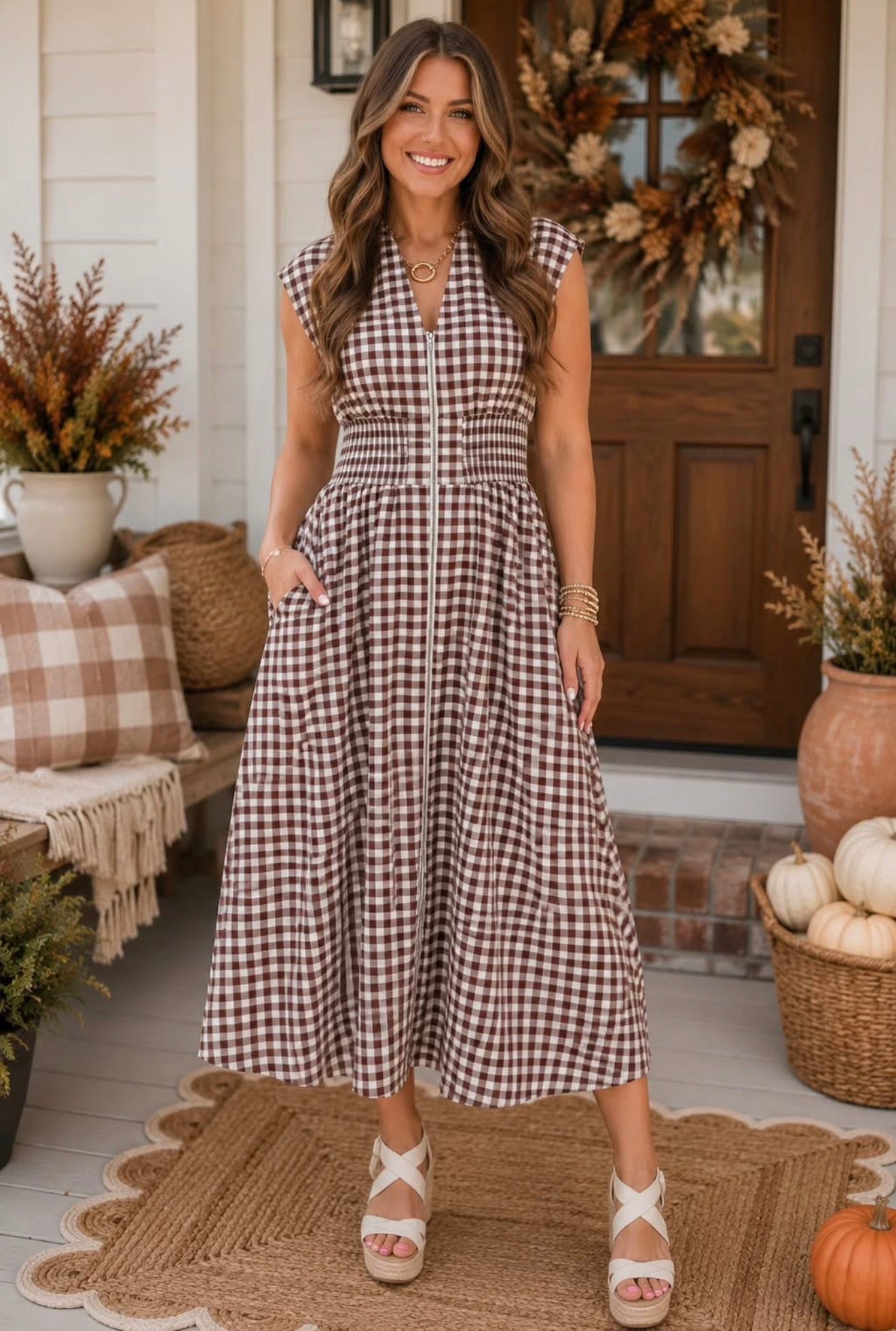 Gingham Flare maxi dress