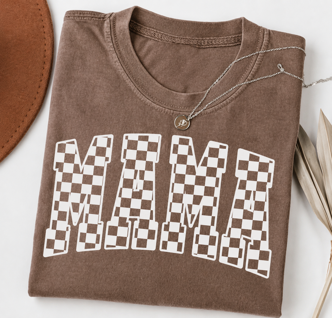 Mocha Mama Checkered Graphic Tee