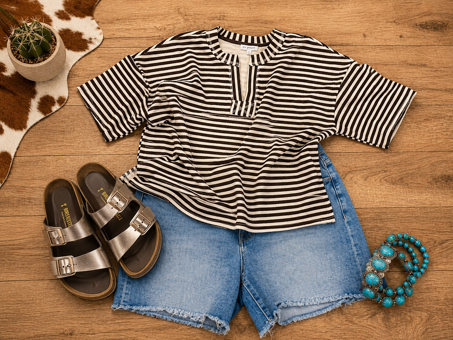 (PREORDER) Brown Stripe Boxy Knit Top