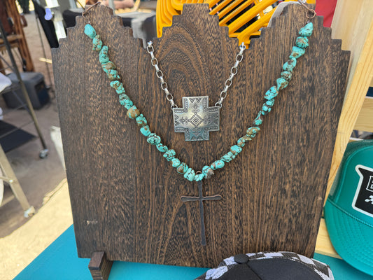 Turquoise cross necklace