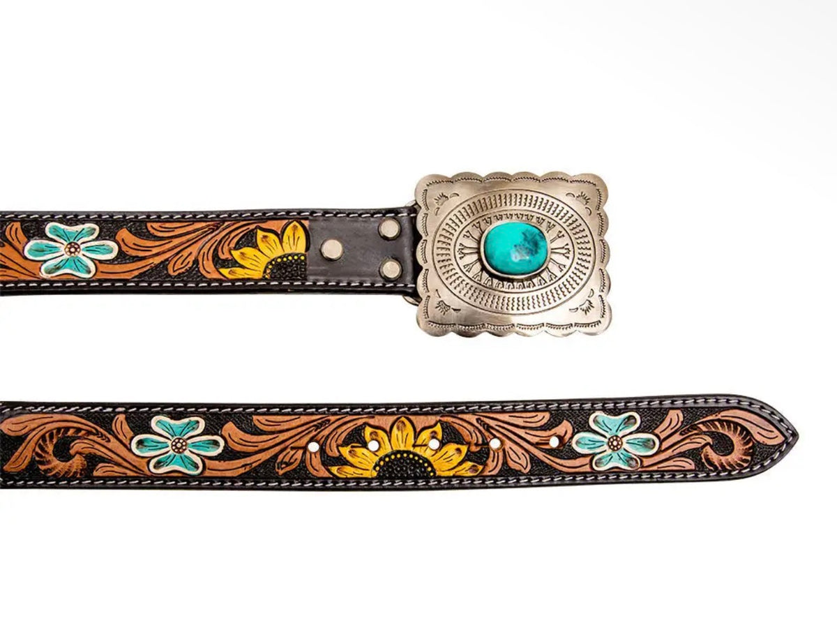 Myra Sunflower and cowhide belt
