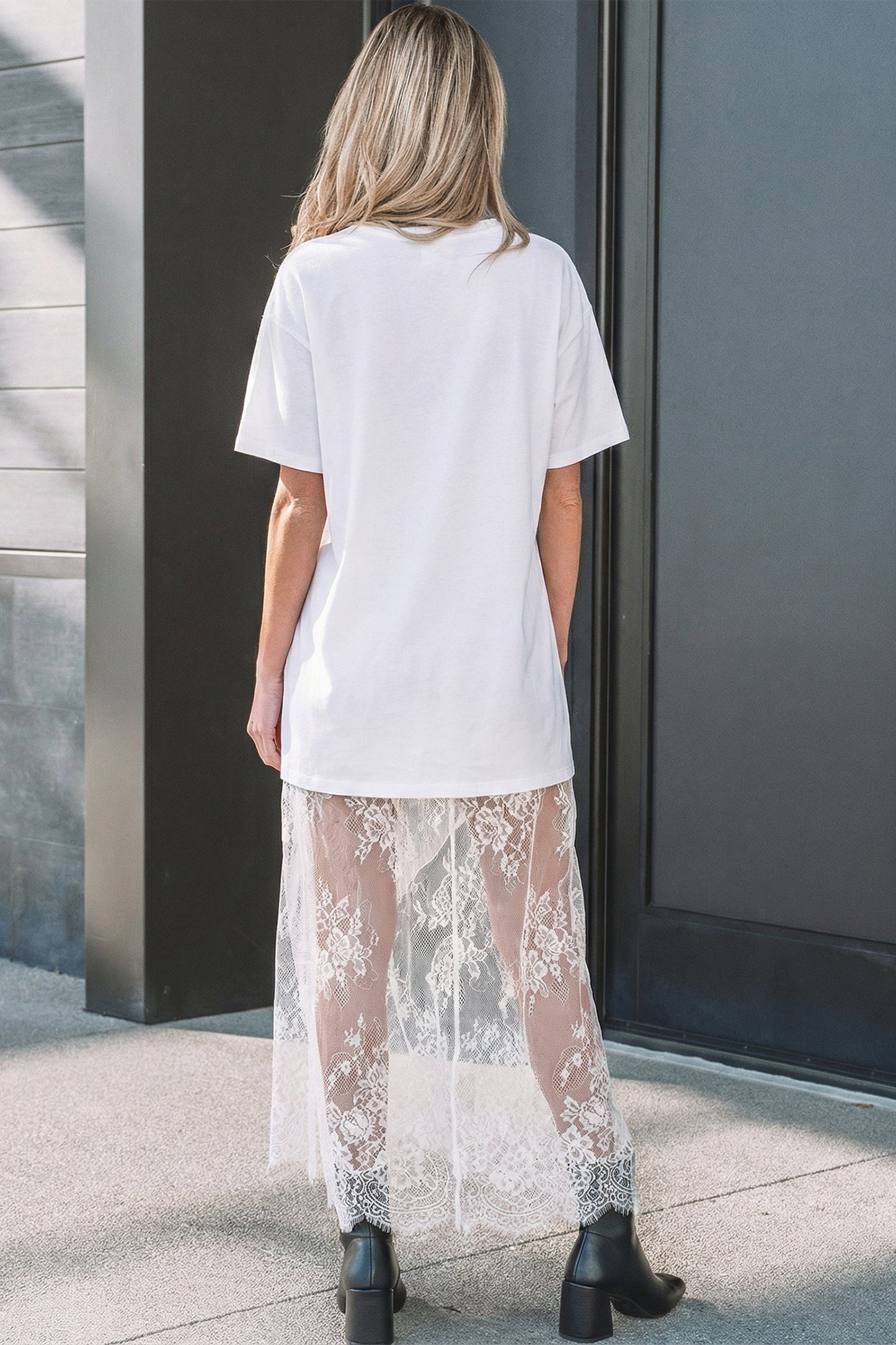 Lace T-Shirt Maxi Dress