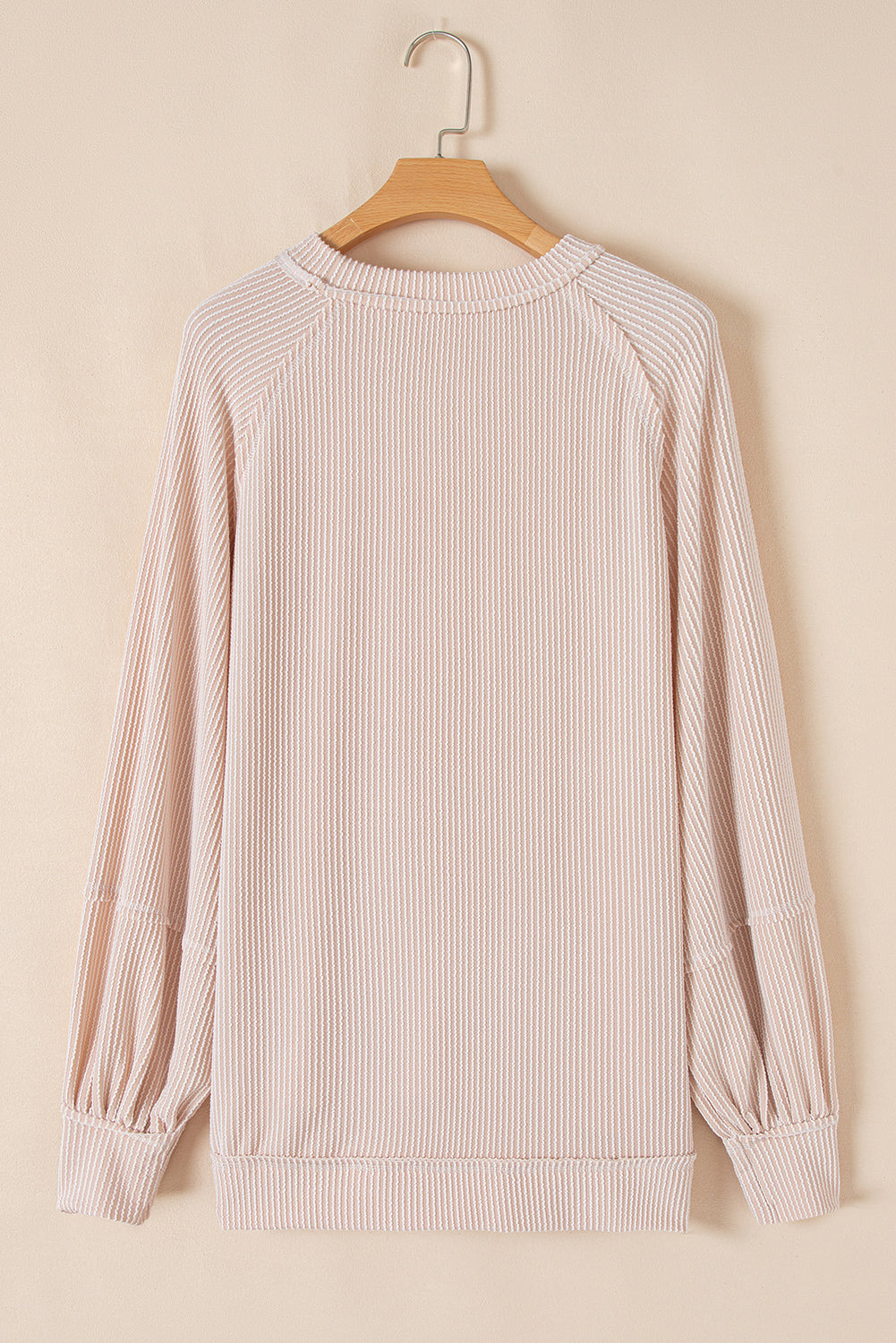 Mist Green Corded Bishop Sleeve Pullover and Ruffle Mini Skirt Set