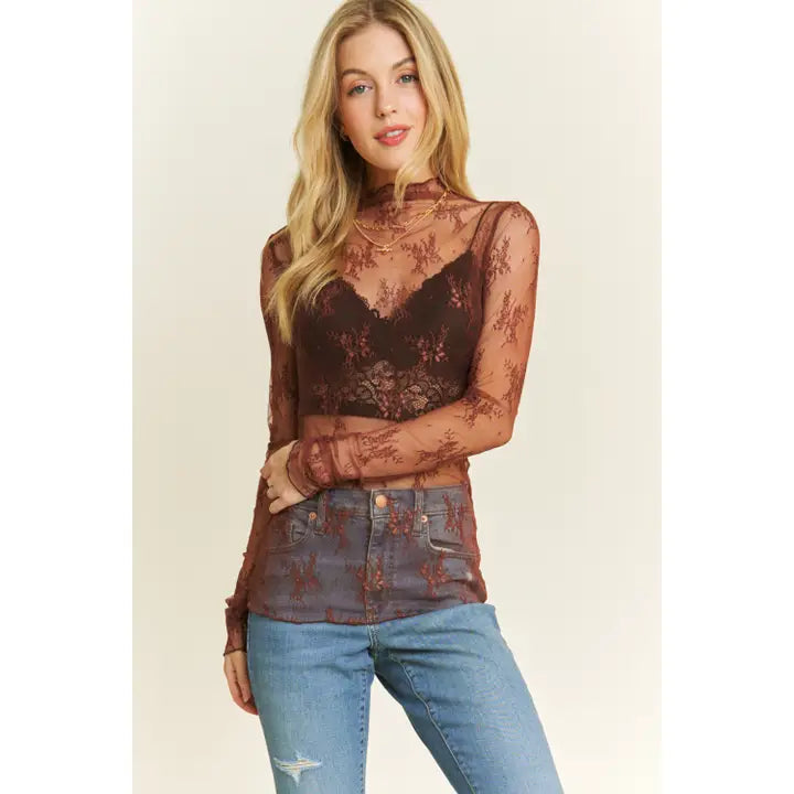 Lace Mesh Top- Black