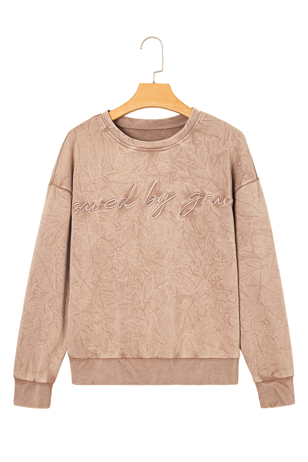 Dune saved by grace Letter Embroidery Mineral Wash Loose Sweatshirt