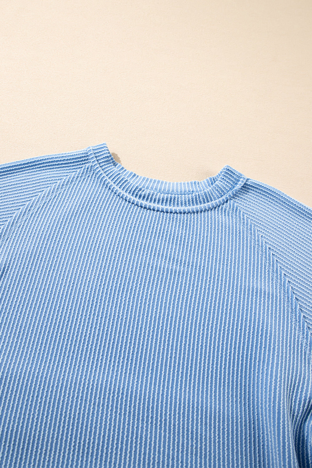 Mist Green Corded Bishop Sleeve Pullover and Ruffle Mini Skirt Set